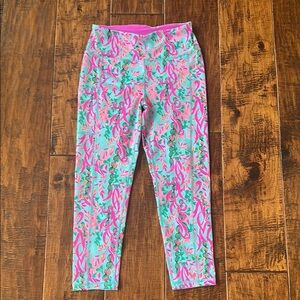 Lilly Pulitzer Luxletic Pink and Aqua Tropical Leggings